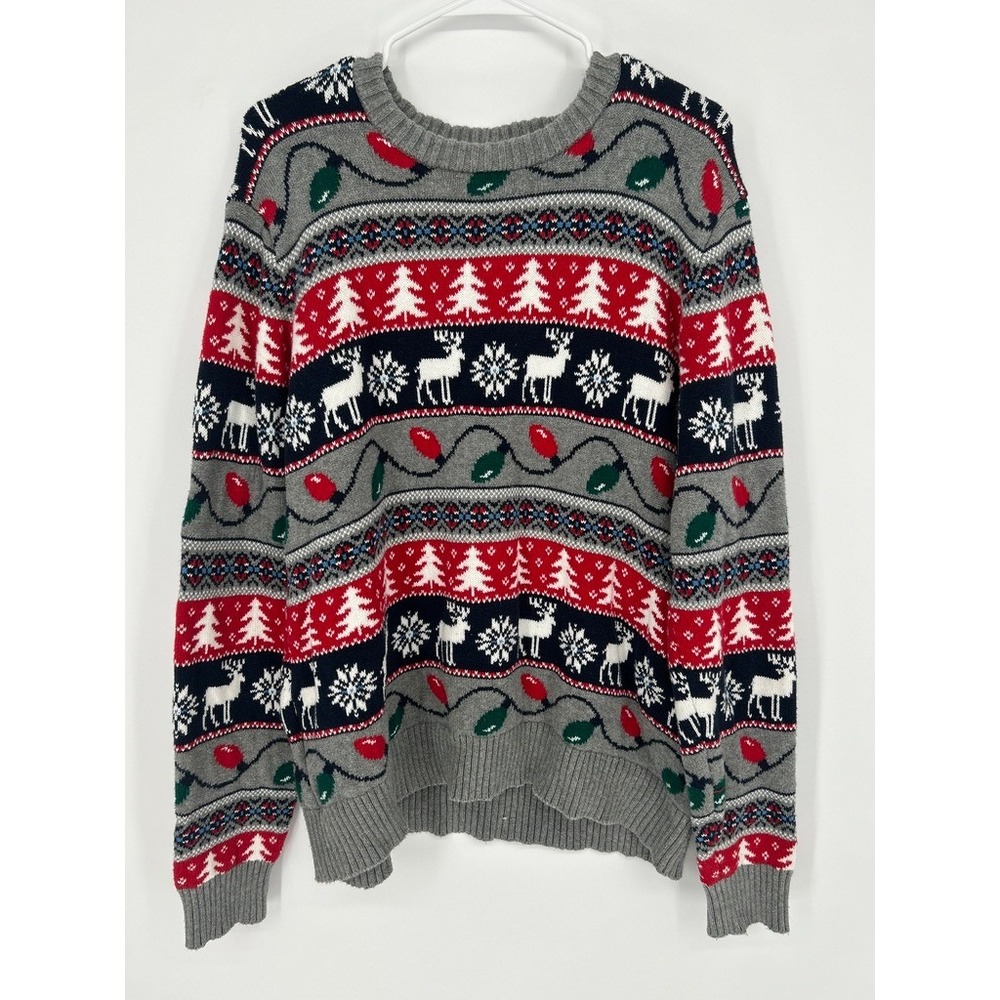 St Johns Bay Mens XL Christmas Sweater Nordic Fair Isle Reindeer Grandpa Holiday